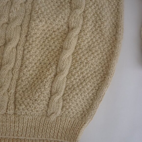 Vintage Yeti Cream Hand Knit Cable Knit Wool Crewneck Sweater XL - Picture 3 of 9